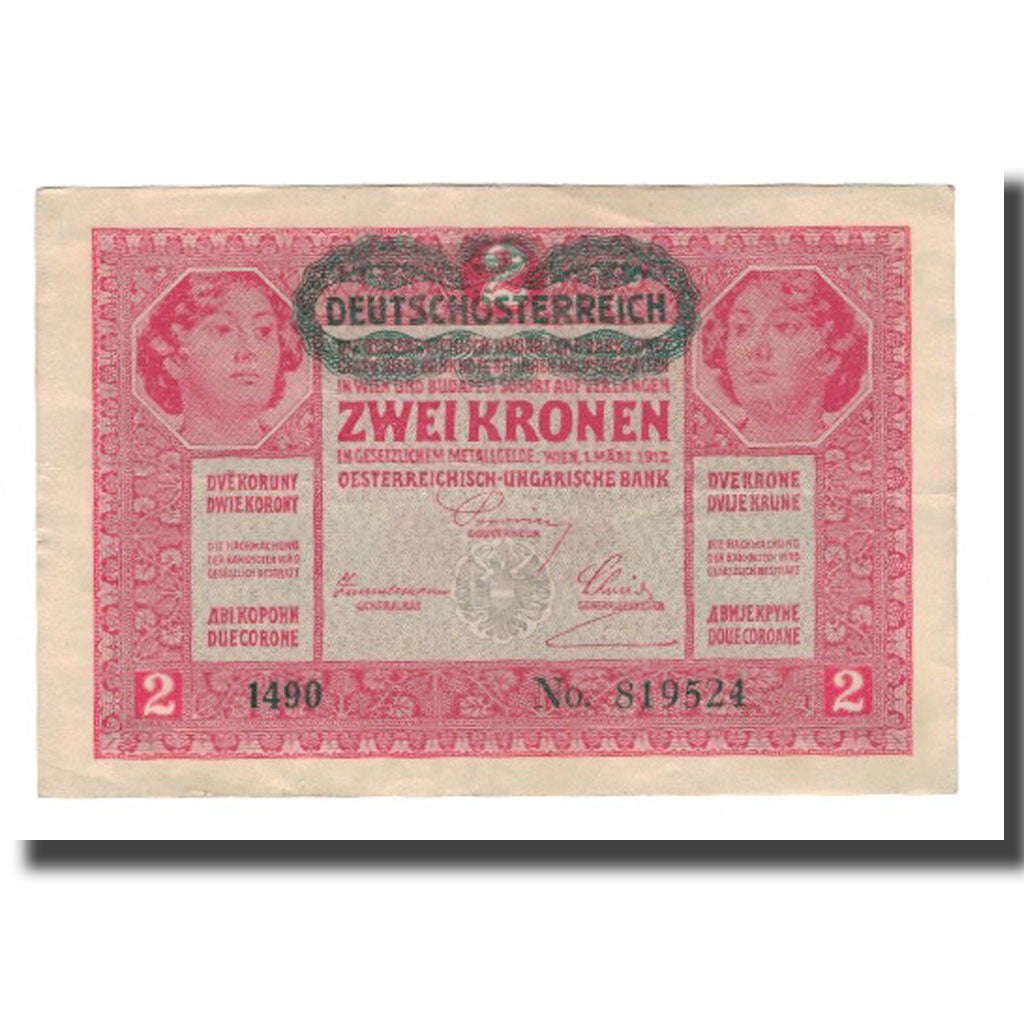 Banconote, Austria, 2 Kronen, Undated (1919 - old date 01.03.1917), KM:50, SPL-