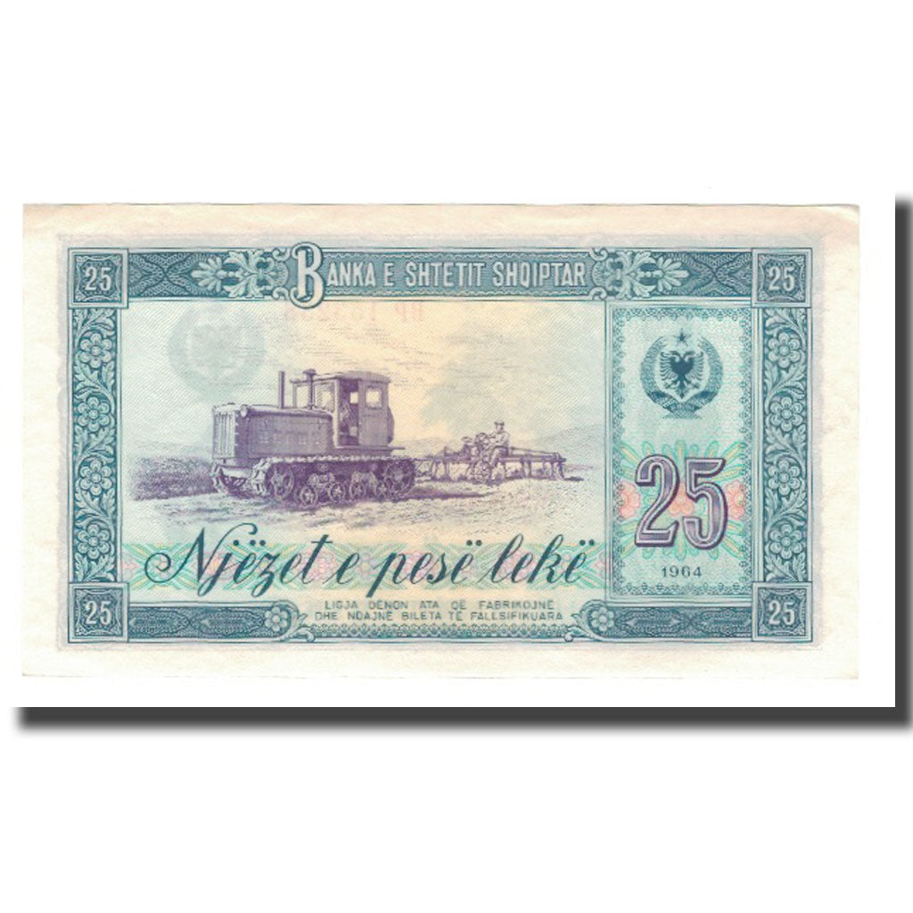 Geldschein, Albania, 25 Lekë, 1964, KM:37a, VZ