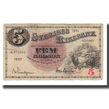 Banconote, Svezia, 5 Kronor, 1918-1952, 1951, KM:33ah, MB