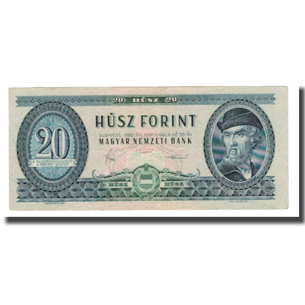 Banknot, Węgry, 20 Forint, 1980, 1980-09-30, KM:169g, AU(55-58)