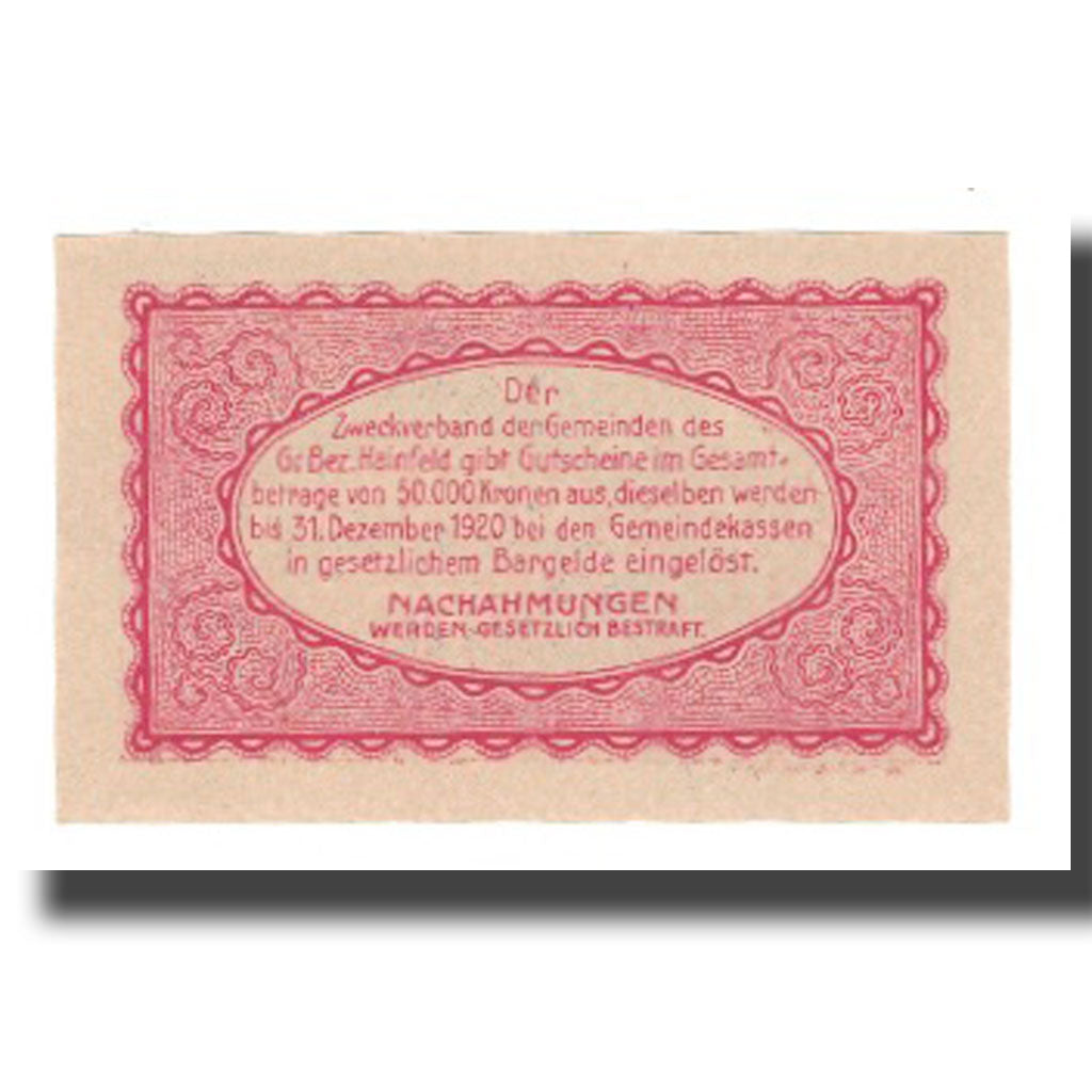 Geldschein, Österreich, Hainfeld, 10 Heller, Texte, 1920, 1920-12-31, UNZ