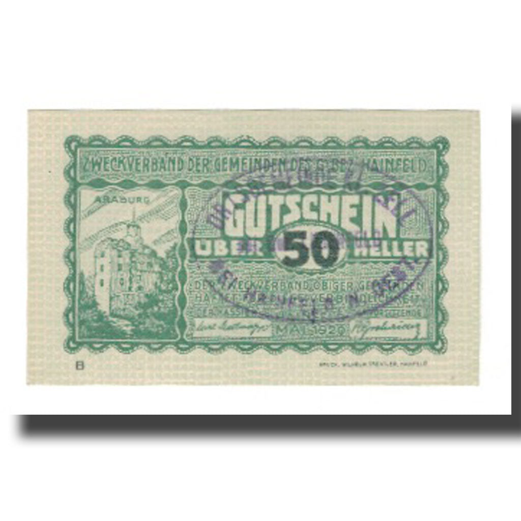 Billete, Austria, Hainfeld, 50 Heller, Texte 2, 1920, 1920-12-31, UNC, Mehl:FS