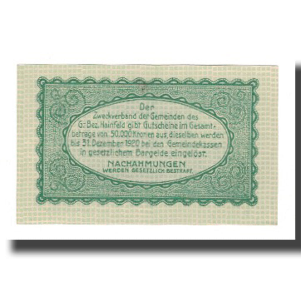 Billete, Austria, Hainfeld, 50 Heller, Texte 2, 1920, 1920-12-31, UNC, Mehl:FS