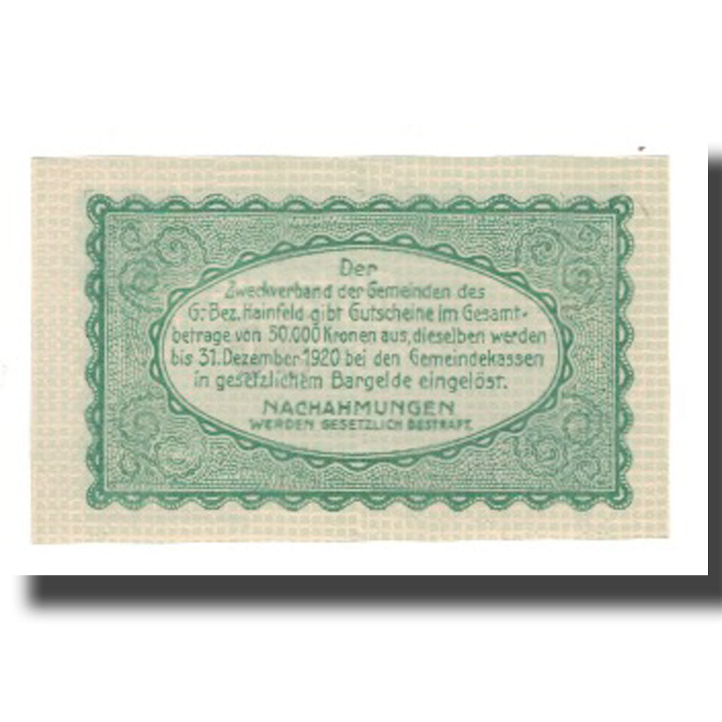 Billet, Autriche, Hainfeld, 50 Heller, Texte 3, 1920, 1920-12-31, NEUF, Mehl:FS