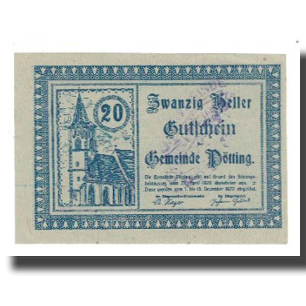 Geldschein, Österreich, 20 Heller, paysage 1, 1920, 1920-12-15, UNZ, Mehl:FS
