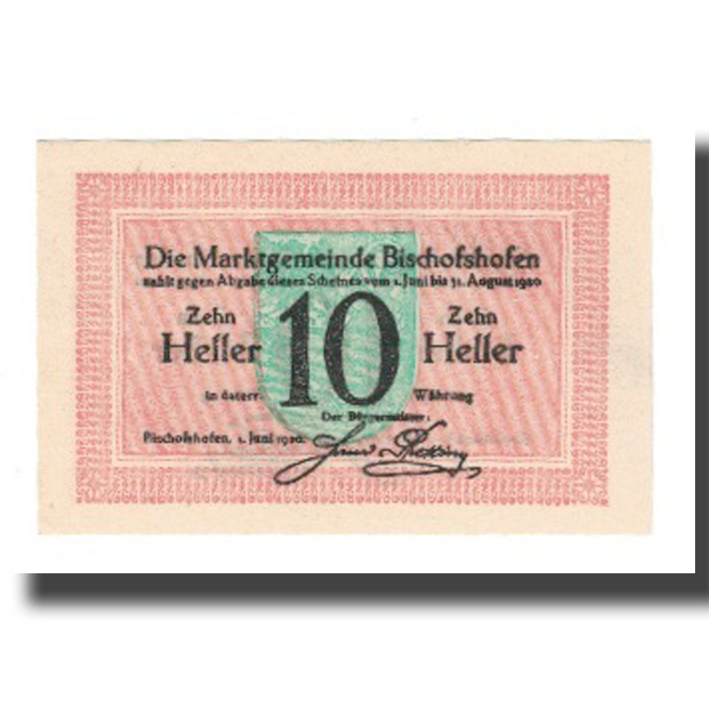 Geldschein, Österreich, Bischofshofen, 10 Heller, valeur faciale, 1920
