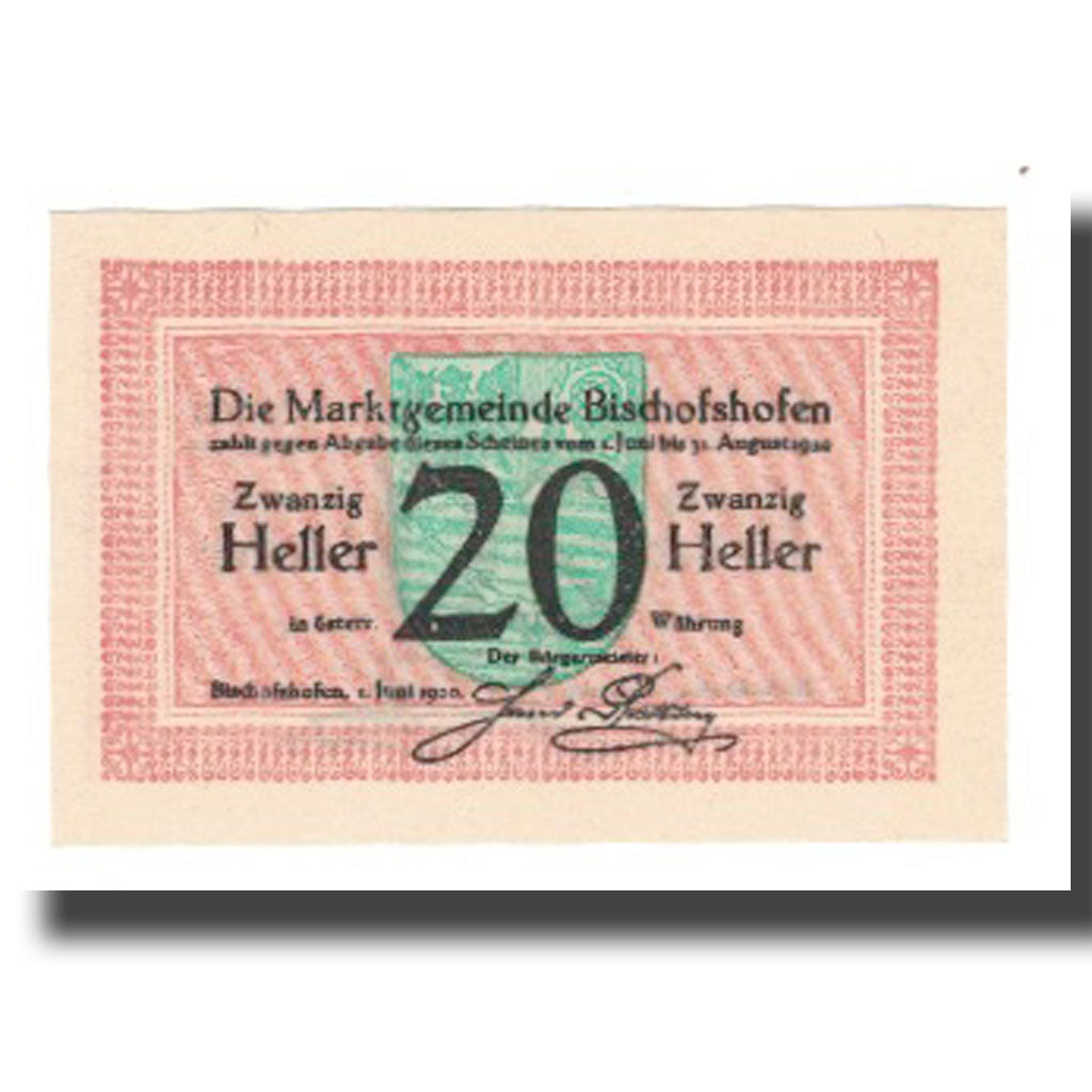 Geldschein, Österreich, Bischofshofen, 20 Heller, valeur faciale 1, 1920