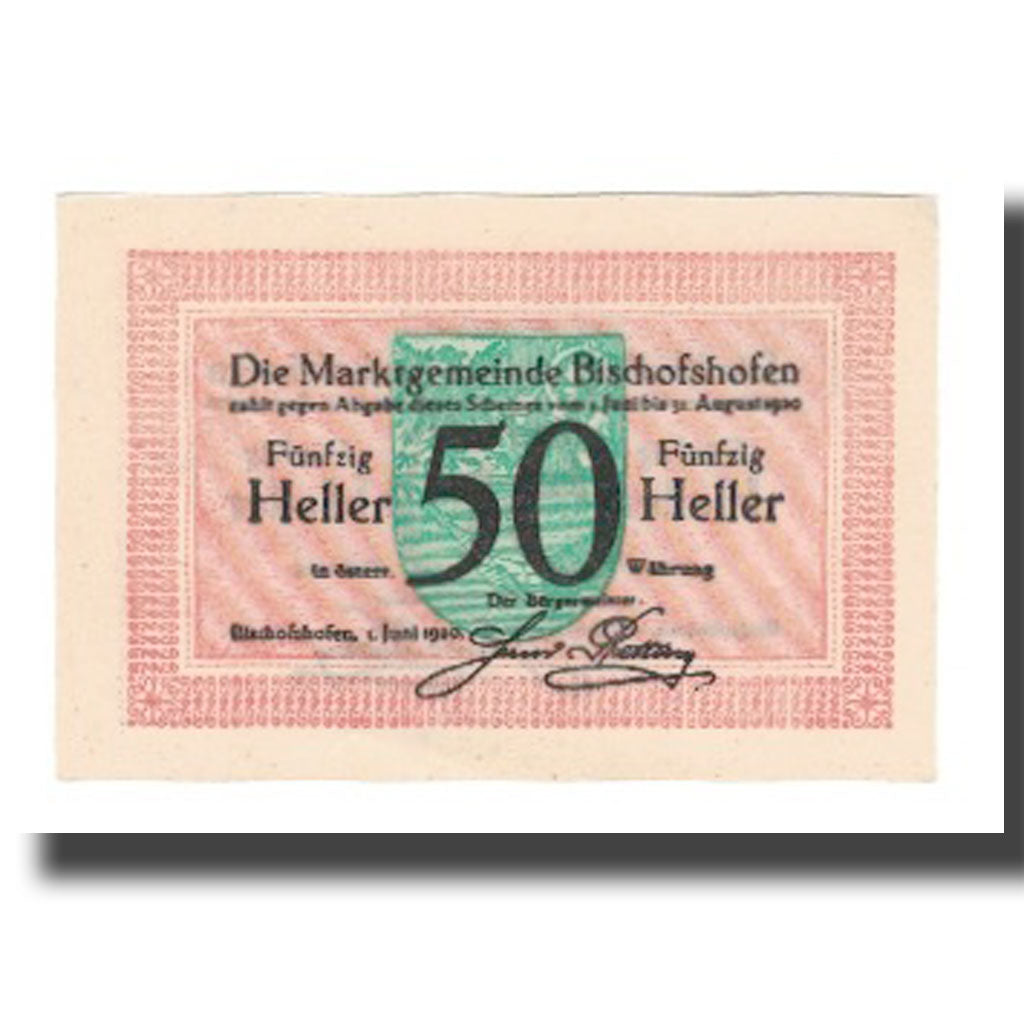 Banknote, Austria, Bischofshofen, 50 Heller, valeur faciale 2, 1920, 1920-08-31