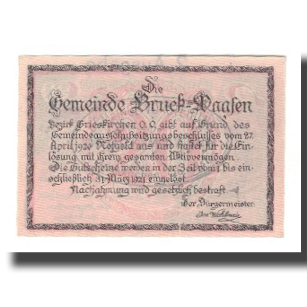 Geldschein, Österreich, Bruck-Waasen, 20 Heller, texte 1, 1921, 1921-03-31