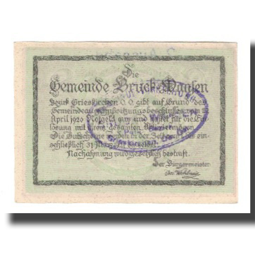 Banknot, Austria, Bruck-Waasen, 50 Heller, Texte 3, 1921, 1921-03-31