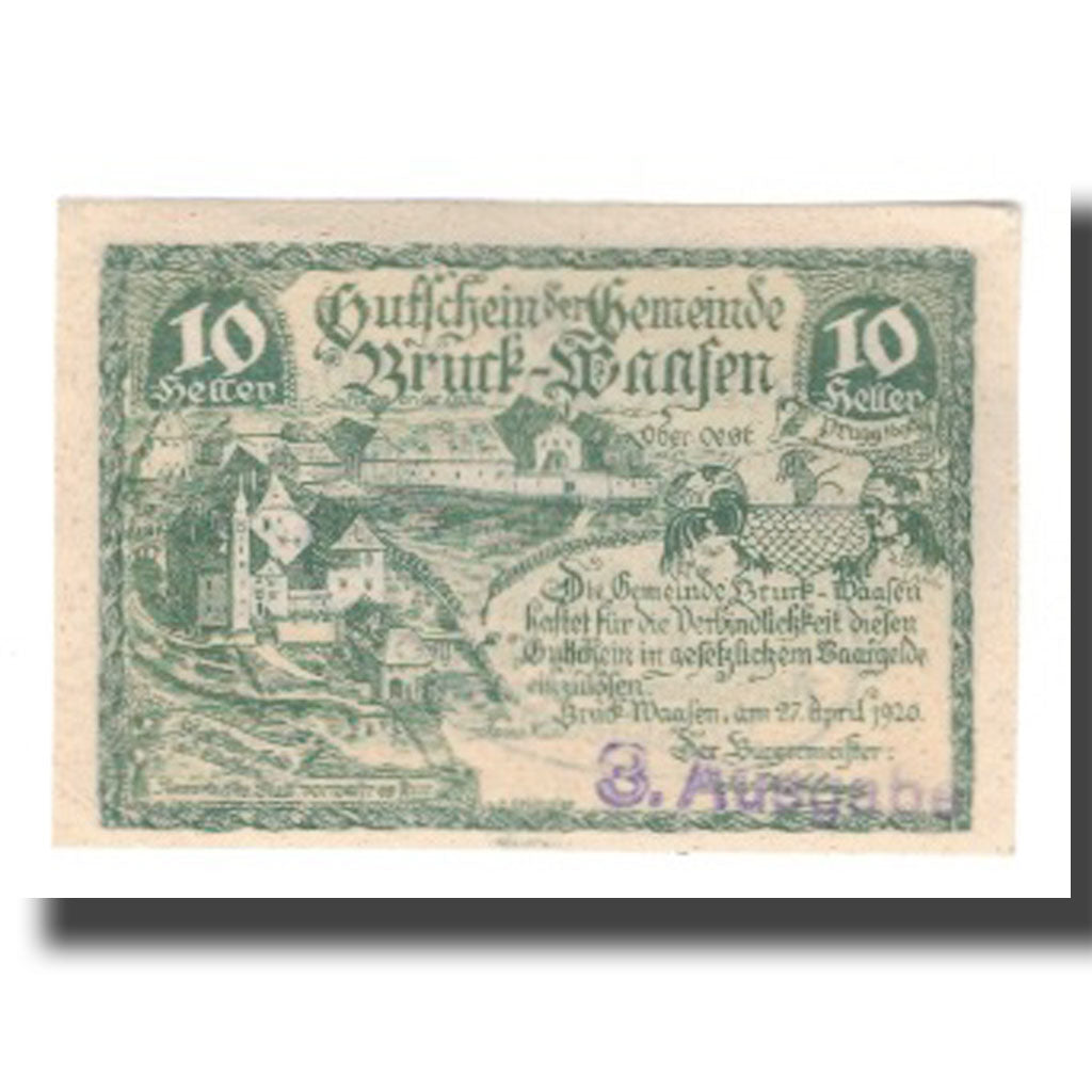 Billete, Austria, Bruck-Waasen, 50 Heller, Texte 4, 1921, 1921-03-31, UNC