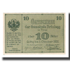 Banknote, Austria, Brixlegg, 10 Heller, paysage, 1920, 1920-10-31, UNC(65-70)