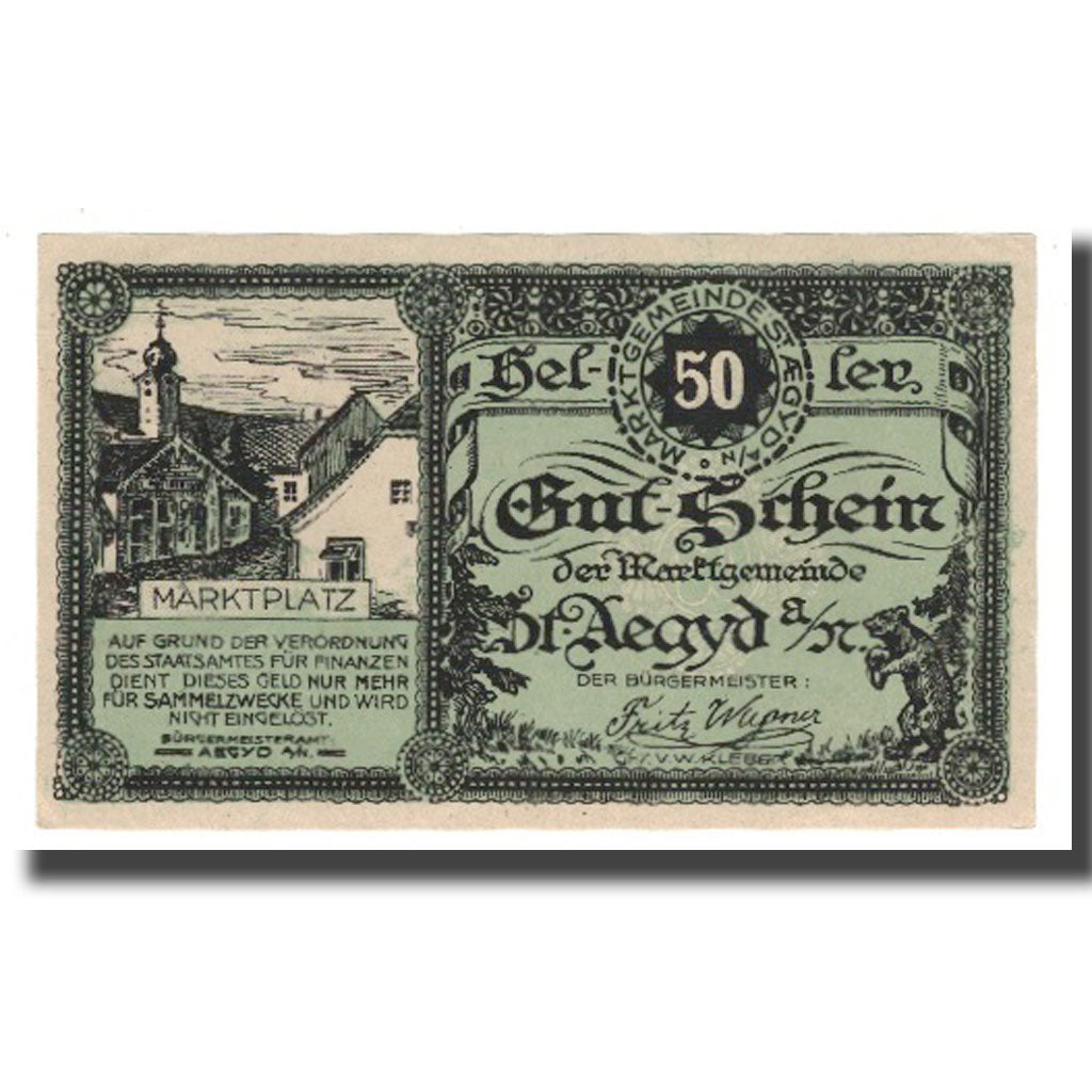 Billete, Austria, St. Aegyd Am Neuwald, 50 Heller, N.D, UNC, Mehl:FS 876a