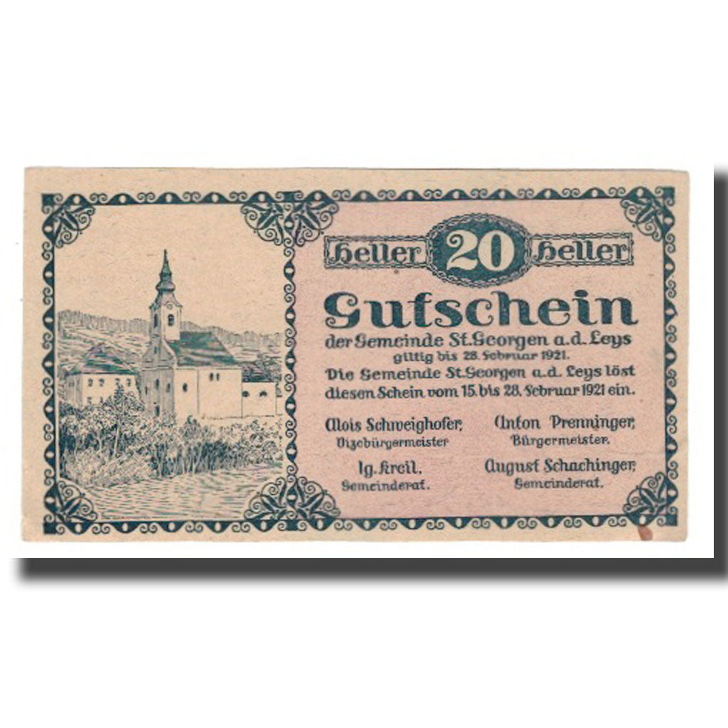 Banknote, Austria, St. Georgen An Der Leys, 20 Heller, N.D, 1921, 1921-02-28