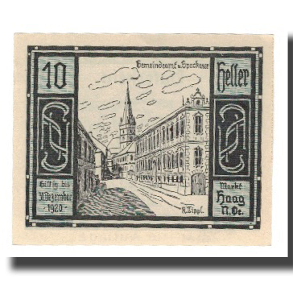 Banknote, Austria, Haag, 10 Heller, rue, 1920, 1920-12-31, UNC(65-70), Mehl:FS