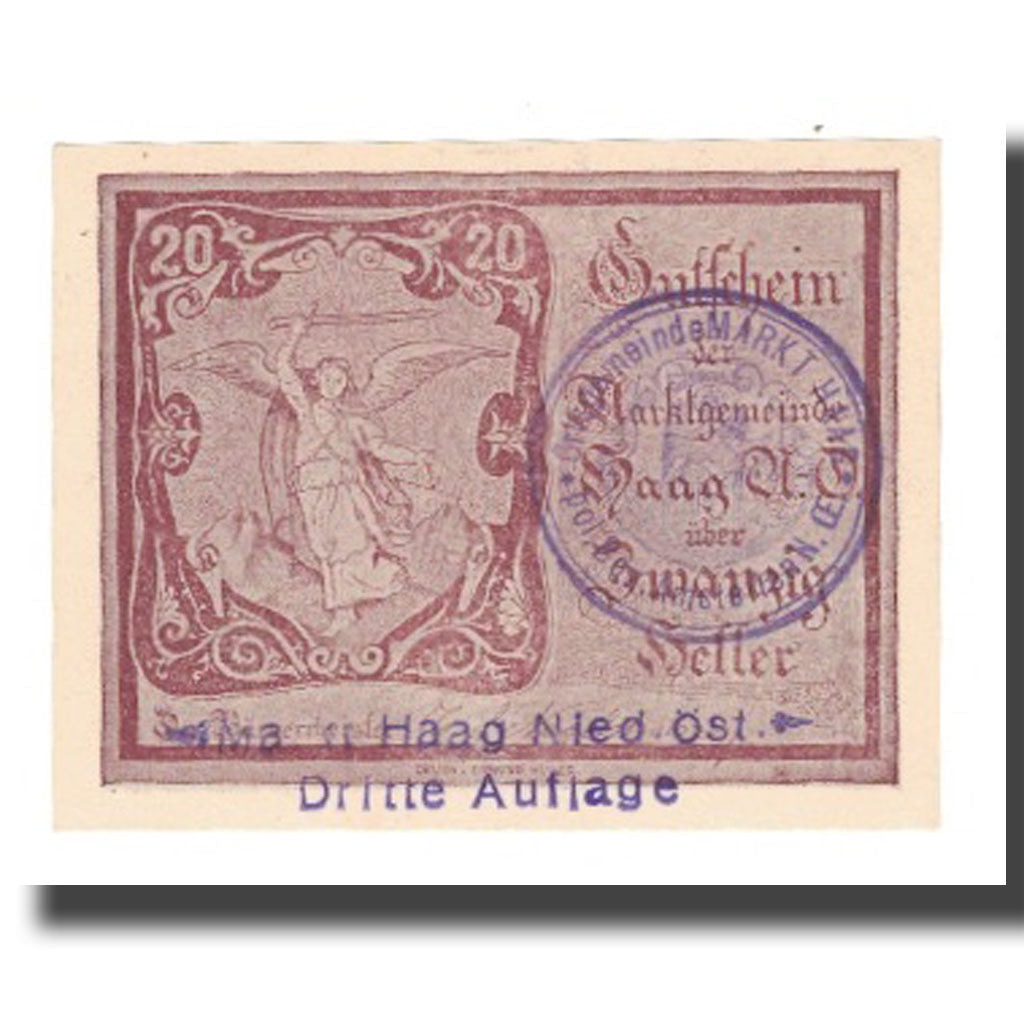 Billete, Austria, Haag, 20 Heller, village, 1920, 1920-12-31, UNC, Mehl:FS