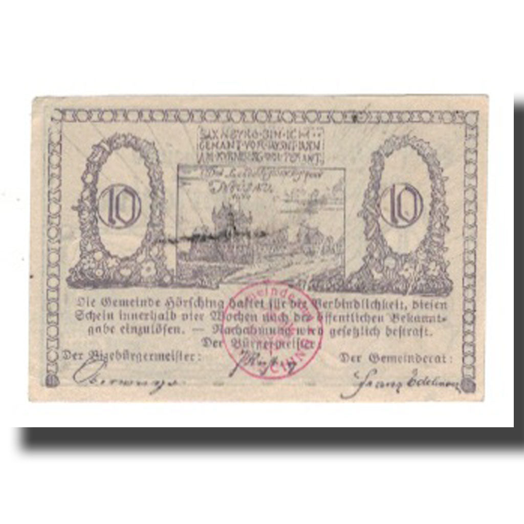 Banconote, Austria, Hörsching, 10 Heller, paysage 1, 1920, FDS, Mehl:FS 399cr