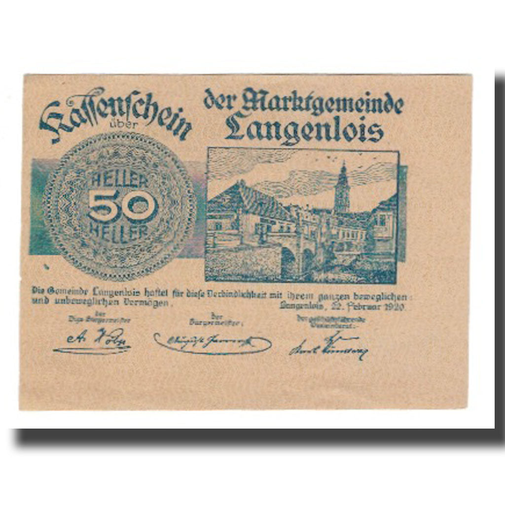 Billete, Austria, Langenlois, 50 Heller, Blason 1, 1920, 1920-12-31, EBC