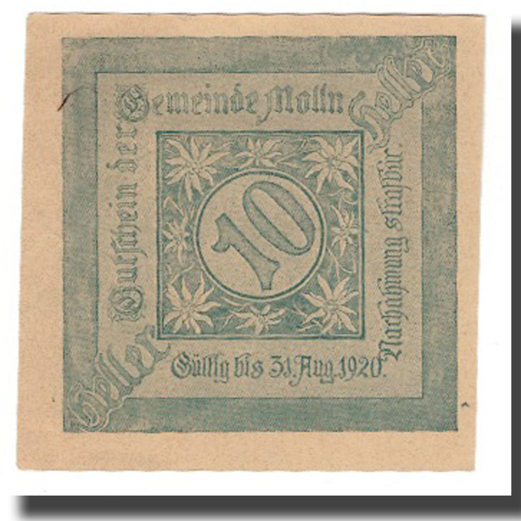 Banknot, Austria, Mölln, 10 Heller, village, 1920, 1920-08-31, AU(55-58)