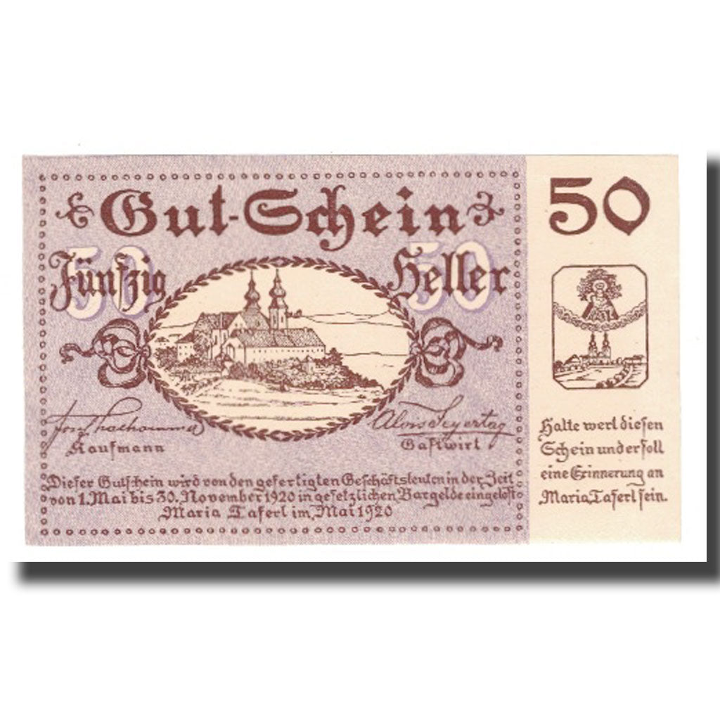 Geldschein, Österreich, Maria Taferl N.Ö. Prv. Josef Thalhammer und Alois