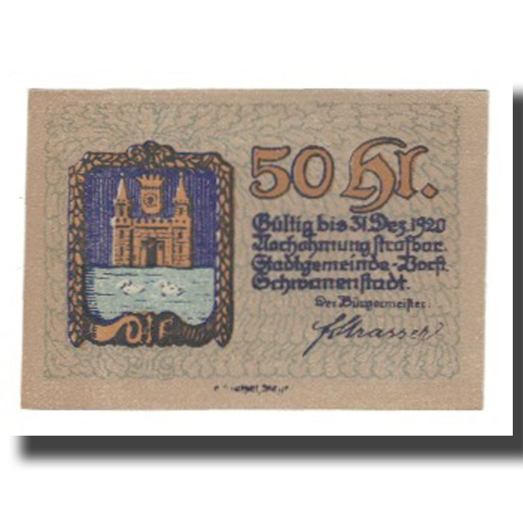 Billete, Austria, Schwanenstadt O.Ö. Stadtgemeinde, 50 Heller, batiment 2