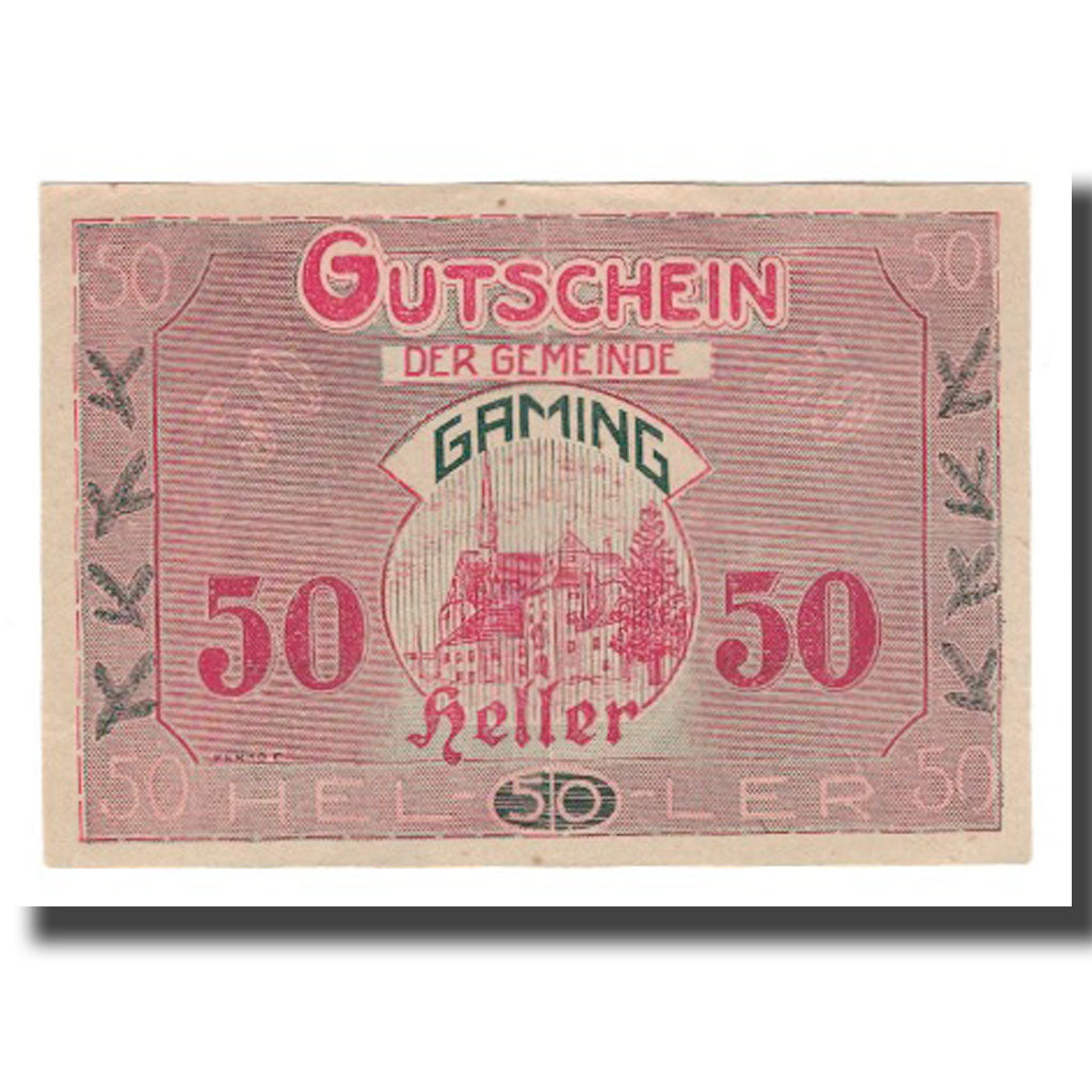 Banknote, Austria, Gaming N.Ö. Gemeinde, 50 Heller, Texte 2, 1920, 1920-12-31