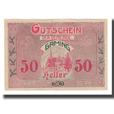 Banknote, Austria, Gaming N.Ö. Gemeinde, 50 Heller, Texte 2, 1920, 1920-12-31