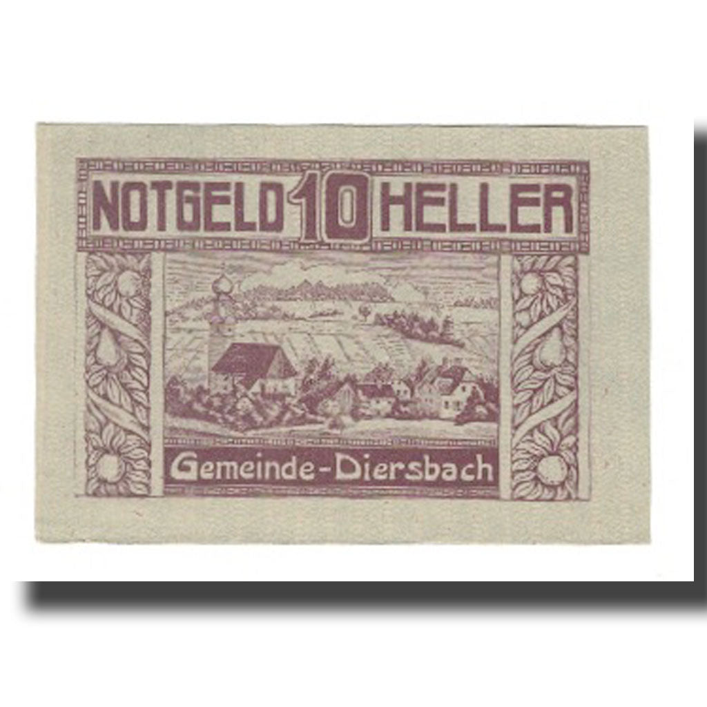 Billete, Austria, Diersbach Im Innviertel O.Ö. Gemeinde, 10 Heller, paysage