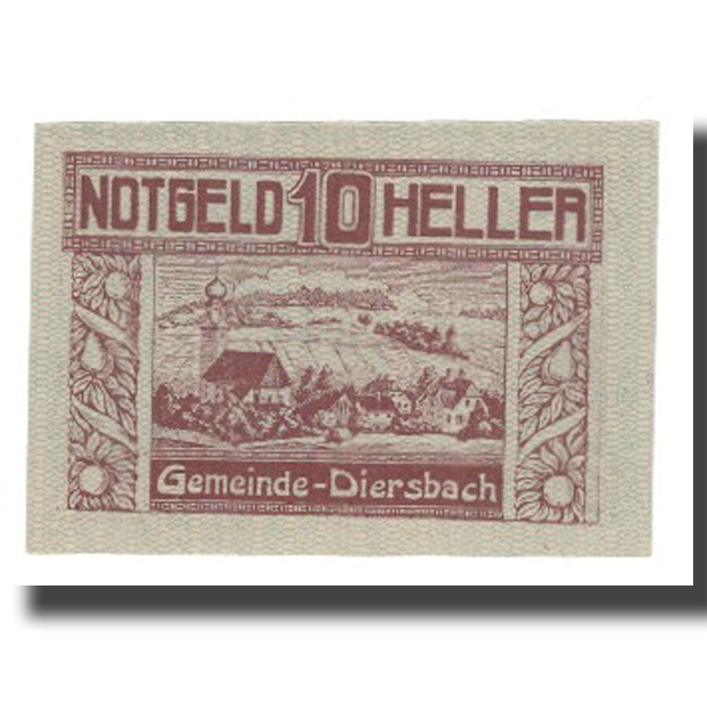 Banknote, Austria, Diersbach Im Innviertel O.Ö. Gemeinde, 10 Heller, paysage 1