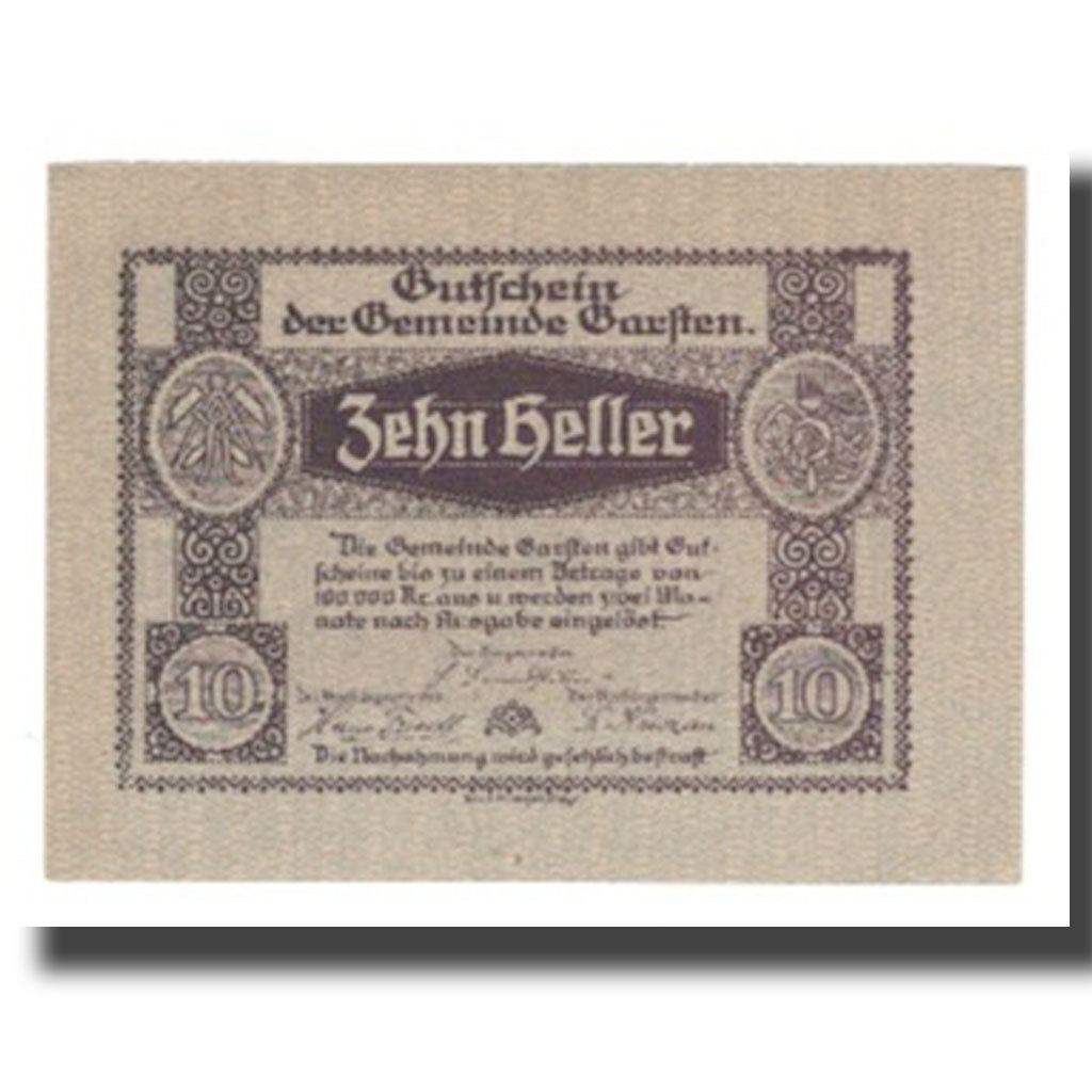 Billete, Austria, Garsten O.Ö. Gemeinde, 10 Heller, paysage, UNC, Mehl:FS 224