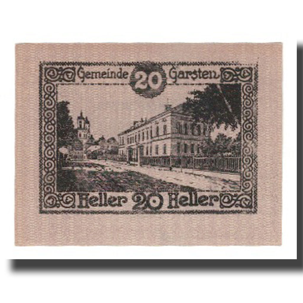 Nota, Áustria, Garsten O.Ö. Gemeinde, 20 Heller, paysage 1, UNC(65-70)
