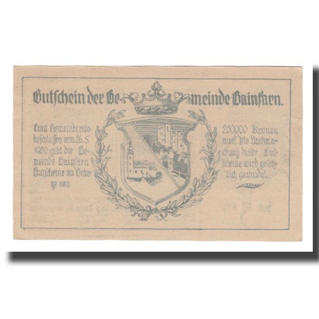 Banknote, Austria, Gainfarn N.Ö. Gemeinde, 20 Heller, Blason 1, 1920