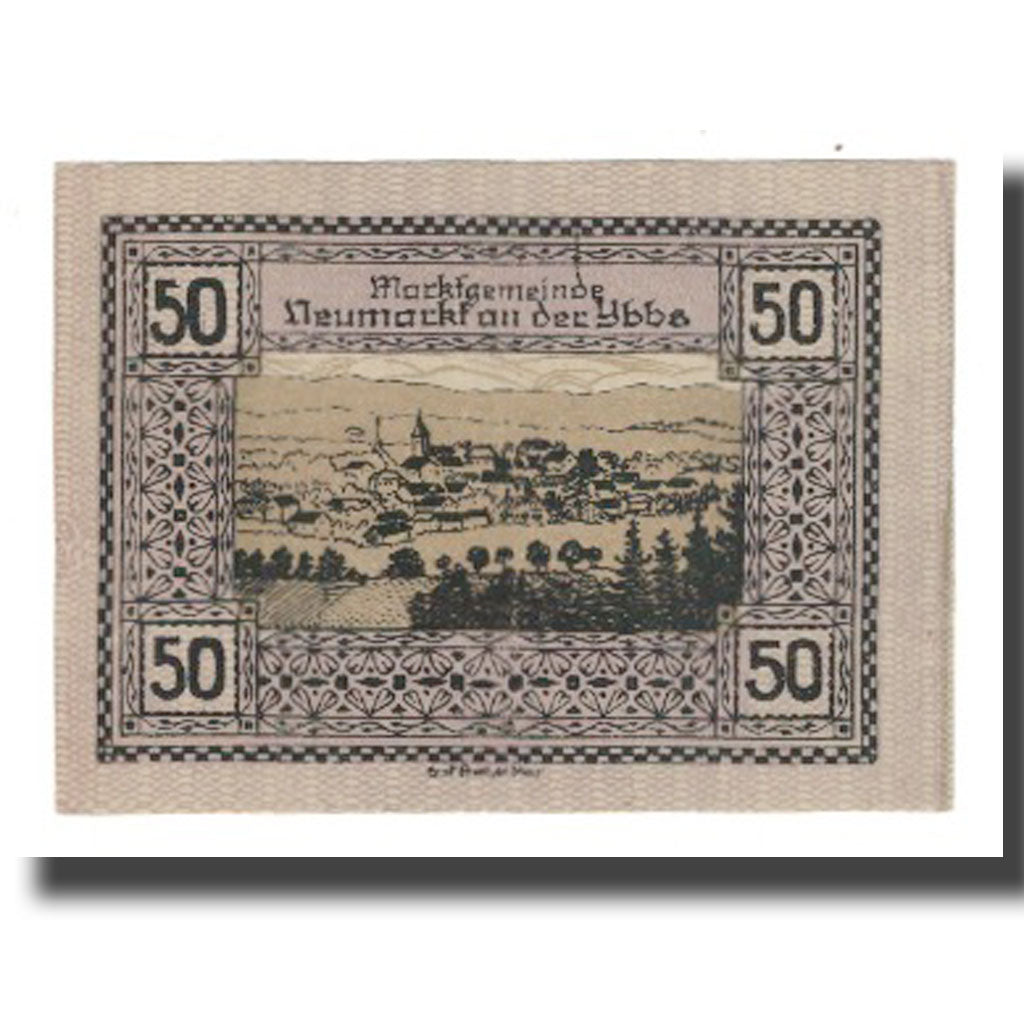 Banknote, Austria, Neumarkt an der Ybbs N.Ö. Marktgemeinde, 50 Heller, paysage