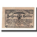 Banknote, Austria, Leonfelden O.Ö. Marktgemeinde, 10 Heller, village, 1920