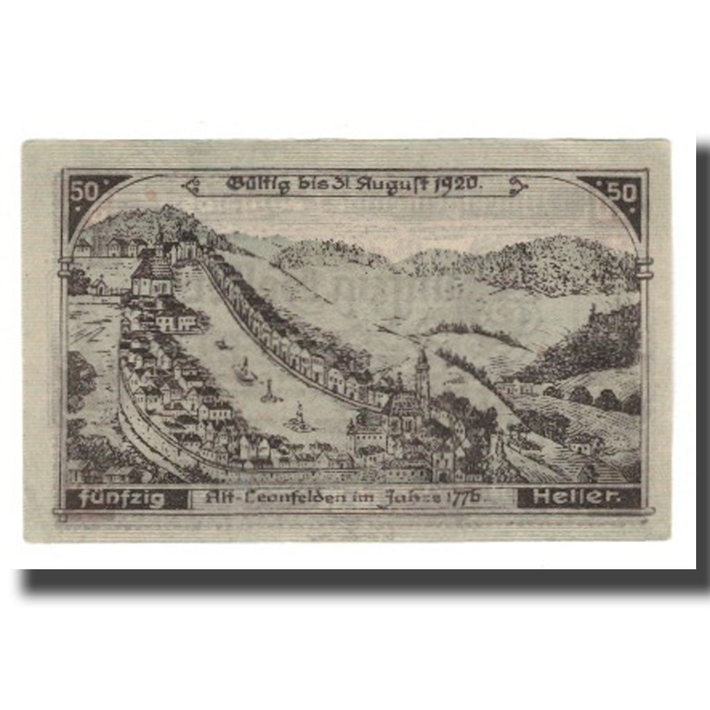 Banknote, Austria, Leonfelden O.Ö. Marktgemeinde, 50 Heller, paysage, 1920