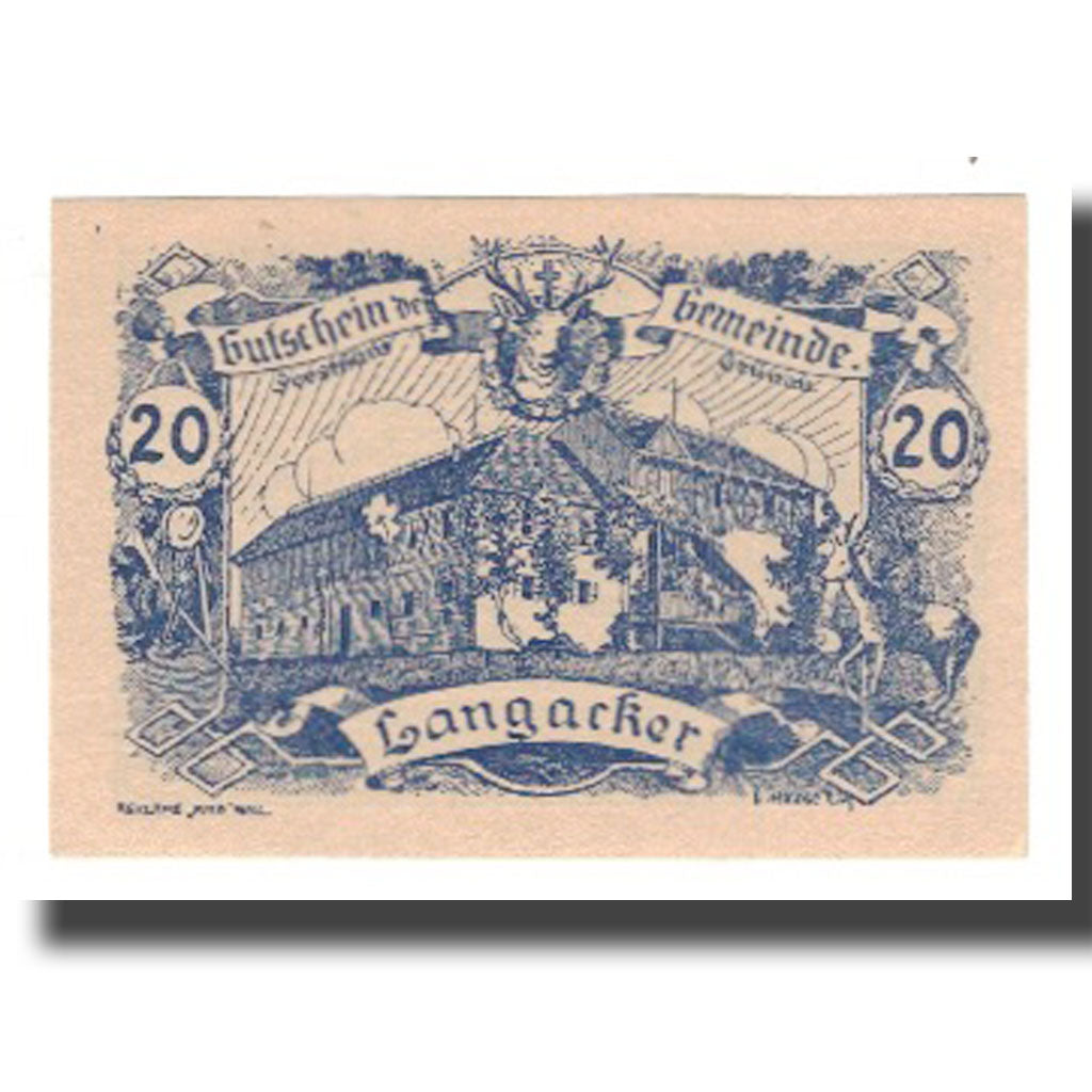 Billete, Austria, Langacker bei Perg O.Ö. Gemeinde, 20 Heller, Texte, 1920