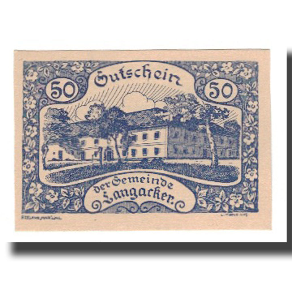 Billete, Austria, Langacker bei Perg O.Ö. Gemeinde, 50 Heller, Texte 2, 1920