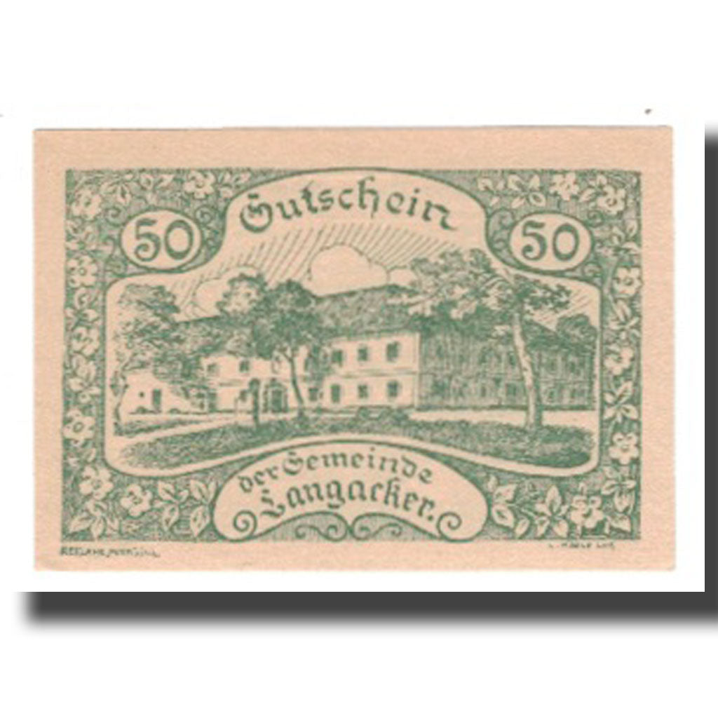 Nota, Áustria, Langacker bei Perg O.Ö. Gemeinde, 50 Heller, Texte 3, 1920