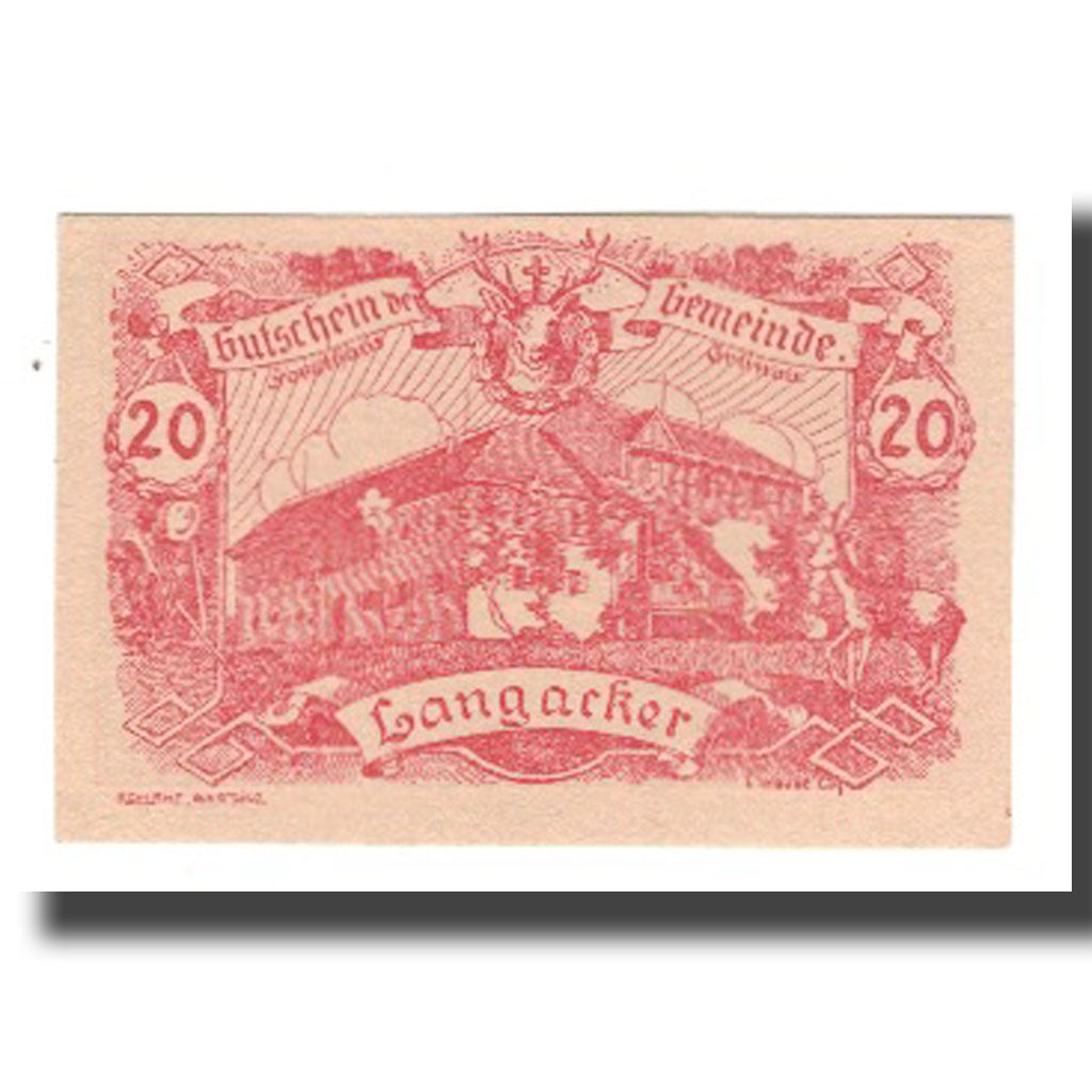 Billete, Austria, Langacker bei Perg O.Ö. Gemeinde, 20 Heller, Texte 4, 1920