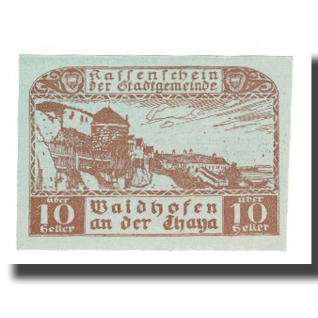 Banconote, Austria, Waidhofen An Der Thaya N.Ö. Stadtgemeinde, 10 Heller