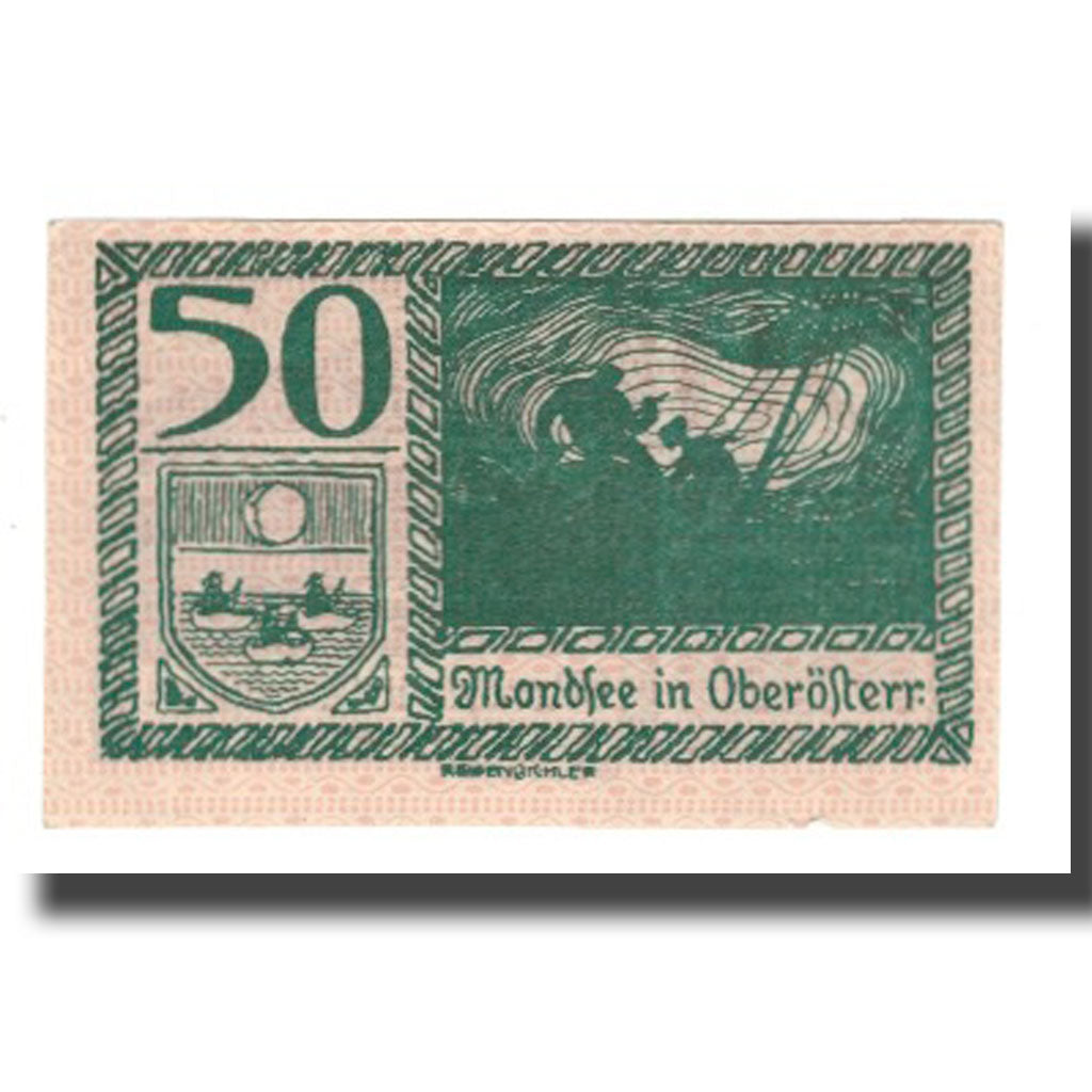 Banknote, Austria, Mondsee O.Ö. Marktgemeinde, 50 Heller, personnage, 1920