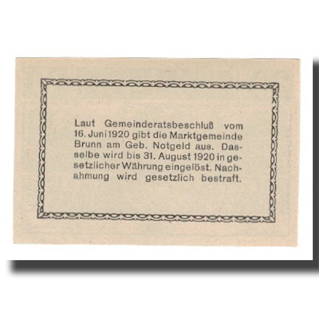 Billete, Austria, Brunn am Gebirge N.Ö. Marktgemeinde, 20 Heller, texte 1