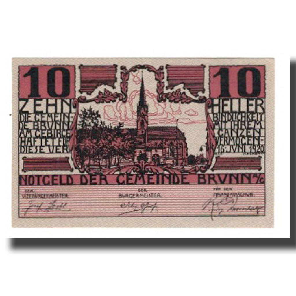 Billete, Austria, Brunn am Gebirge N.Ö. Marktgemeinde, 10 Heller, Texte 3