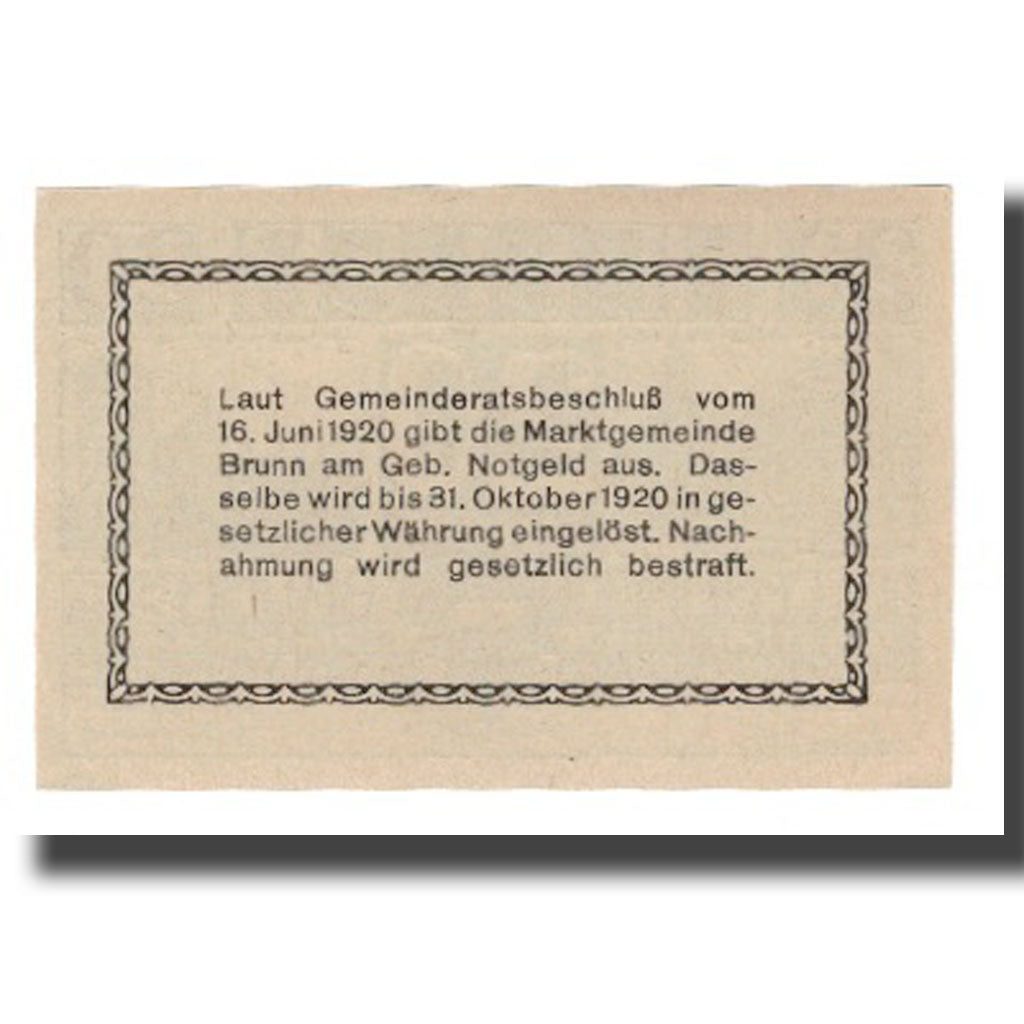 Banknote, Austria, Brunn am Gebirge N.Ö. Marktgemeinde, 20 Heller, Texte 4