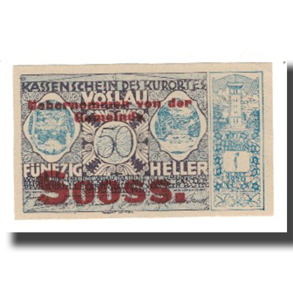 Billete, Austria, Vöslau N.Ö. Gemeinde, 50 Heller, Blason 5, 1920, 1920-12-31