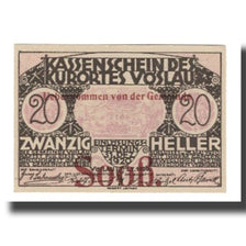 Banknote, Austria, Vöslau N.Ö. Gemeinde, 20 Heller, Blason 9, 1920