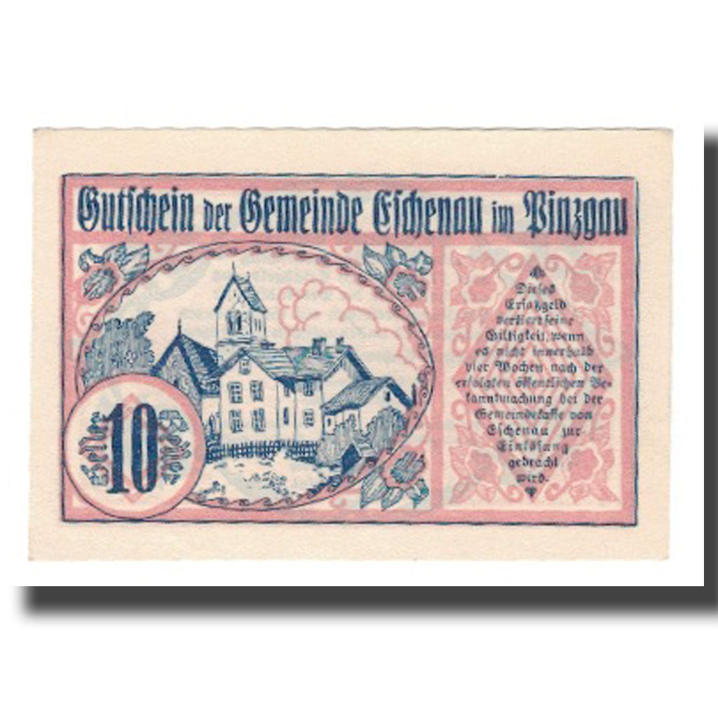 Banknote, Austria, Eschenau Im Pinzgau Sbg. Gemeinde, 10 Heller, Texte 3, 1920