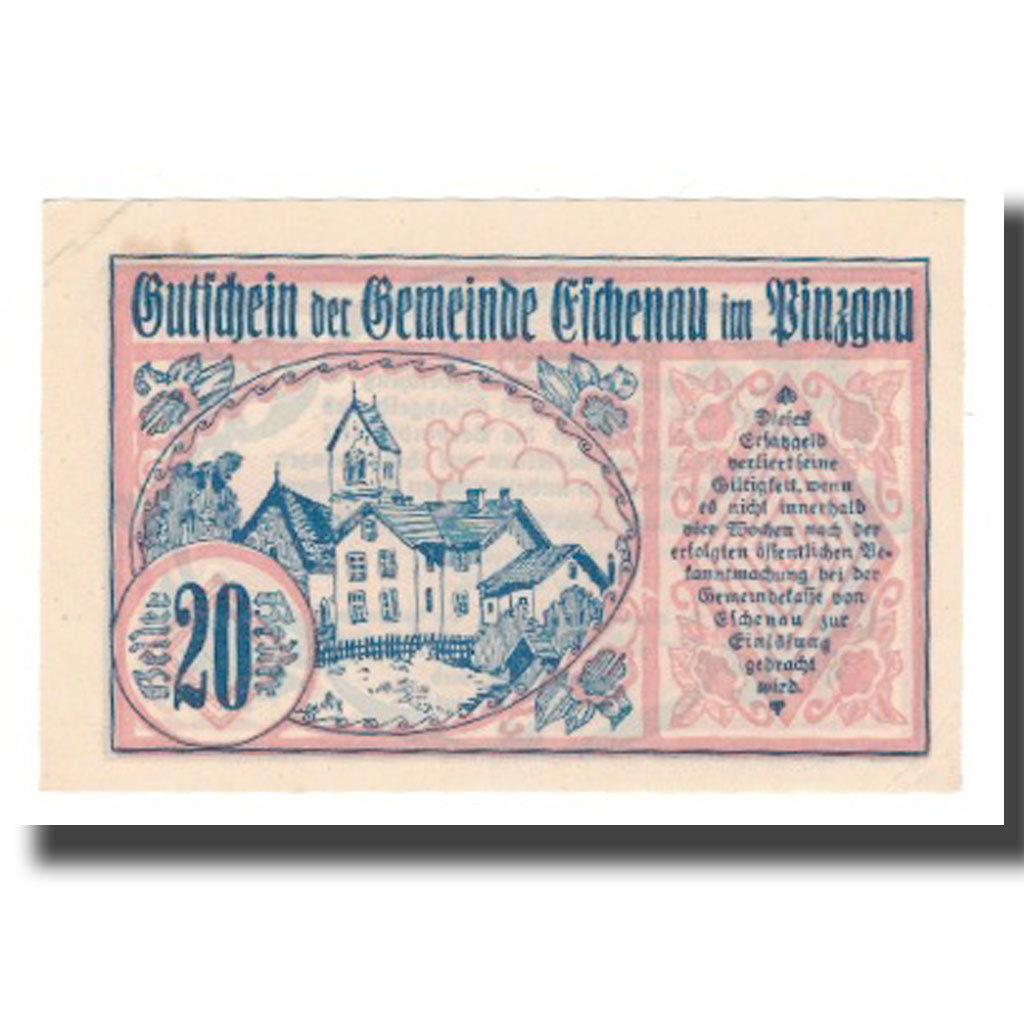 Banknote, Austria, Eschenau Im Pinzgau Sbg. Gemeinde, 20 Heller, Texte 4, 1920