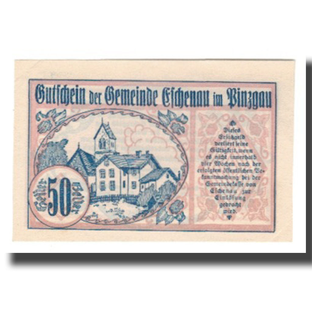 Banknote, Austria, Eschenau Im Pinzgau Sbg. Gemeinde, 50 Heller, Texte  5, 1920