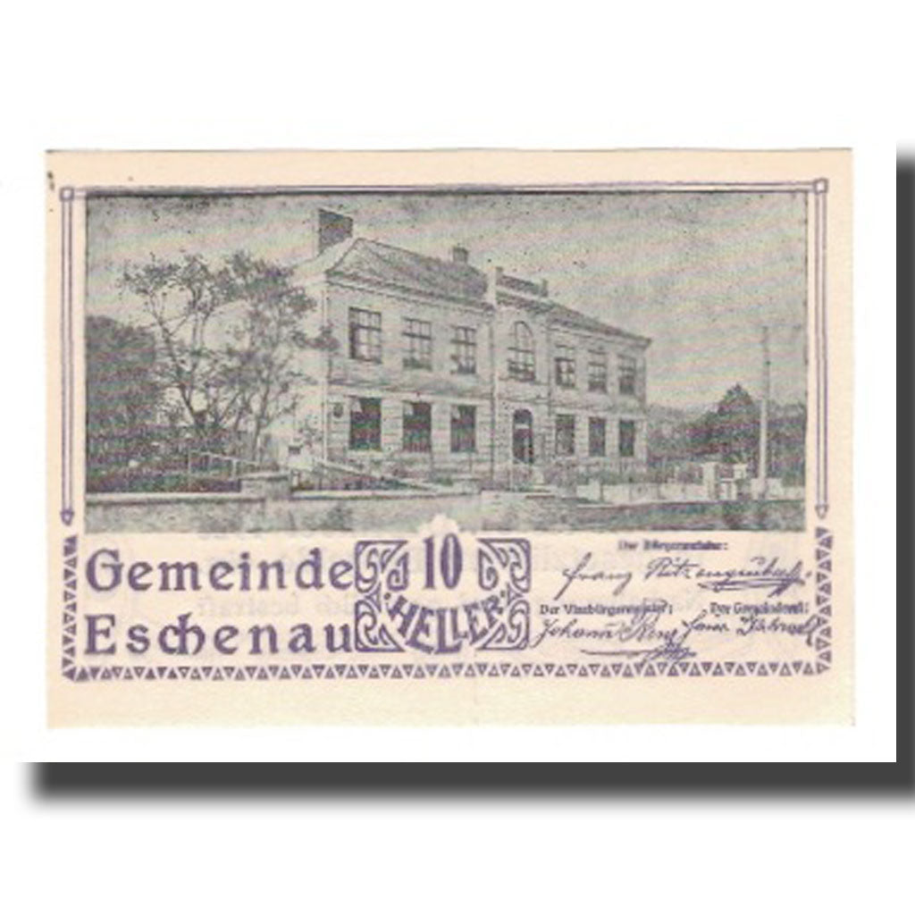 Banknote, Austria, Eschenau N.Ö. Gemeinde, 10 Heller, texte 1, 1920